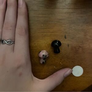 Pink and Black Mushroom Crystals